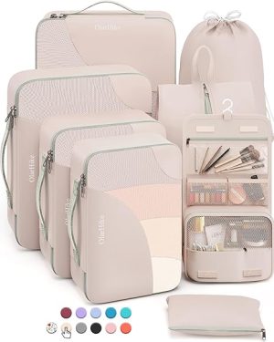 10 Set/8 Set-Packing Cubes for Travel, Sturdy Suitcase Organizer in 4 Size(Extra Large, Large, Medium, Small), OlarHike Luggage Cubes with Toiletry Bag, Travel Essentials, Cruise Ship Gifts for Women